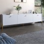 Тумба під телевізор на 3 шухляди LION Wood з золотими ніжками 160х65х40 см Німфея Альба (білий) (LION-042997)
