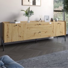 Тумба під телевізор з шухлядами LION Wood з чорними ніжками 160х65х40 см Дуб Артизан (LION-043127)