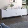 Тумба під телевізор з шухлядами LION Wood з золотими ніжками 160х65х40 см Німфея Альба (білий) (LION-043118)
