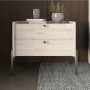 Тумба приліжкова LION Wood з двома шухлядами Самоа Димчастий (чорні ножки) (LION-041361)