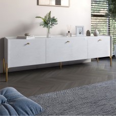 Тумба під телевізор на 3 шухляди LION Wood з золотими ніжками 160х65х40 см Бетон style (LION-042988)