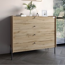 Комод із 4 шухлядами LION Wood із чорними ніжками 100х90х45 см Дуб Аппалачі (LION-042977)