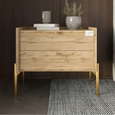 Тумба приліжкова LION Wood з двома шухлядами Дуб Аппалачі (золоті ножки) (LION-041345)