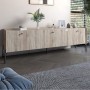 Тумба під телевізор на 3 шухляди LION Wood з чорними ніжками 160х65х40 см Дуб Сонома (LION-043100)