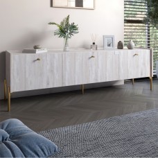 Тумба под телевизор на 3 ящика LION Wood с золотыми ножками 160х65х40 см Самоа Дымчатый (LION-042999)