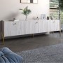 Тумба під телевізор на 3 шухляди LION Wood з золотими ніжками 160х65х40 см Самоа Димчастий (LION-042999)