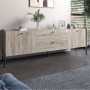 Тумба під телевізор з шухлядами LION Wood з чорними ніжками 160х65х40 см Дуб Сонома (LION-043129)