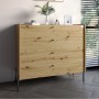 Комод із 4 шухлядами LION Wood із чорними ніжками 100х90х45 см Дуб Артизан (LION-042978)