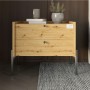 Тумба прикроватная LION Wood с двумя ящиками Дуб Артизан (черные ножки) (LION-041348)