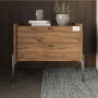 Тумба прикроватная LION Wood с двумя ящиками Дуб Ливорно (черные ножки) (LION-041350)