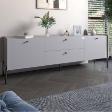 Тумба під телевізор з шухлядами LION Wood з чорними ніжками 160х65х40 см Кашемір (LION-043131)