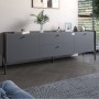 Тумба під телевізор з шухлядами LION Wood з чорними ніжками 160х65х40 см Антрацит (LION-043107)