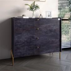 Комод із 4 шухлядами LION Wood із золотими ніжками 100х90х45 см Бетон темний (LION-042960)