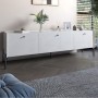 Тумба під телевізор на 3 шухляди LION Wood з чорними ніжками 160х65х40 см Бетон style (LION-043094)
