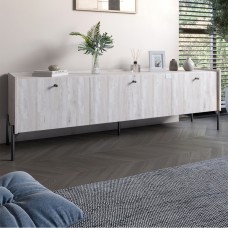 Тумба под телевизор на 3 ящика LION Wood с черными ножками 160х65х40 см Самоа Дымчатый (LION-043104)