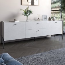 Тумба під телевізор з шухлядами LION Wood з чорними ніжками 160х65х40 см Бетон style (LION-043123)