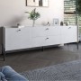 Тумба під телевізор з шухлядами LION Wood з чорними ніжками 160х65х40 см Бетон style (LION-043123)