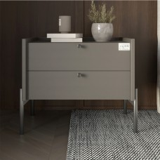 Тумба приліжкова LION Wood з двома шухлядами Антрацит (чорні ножки) (LION-041335) ТОП