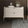 Тумба прикроватная LION Wood с двумя ящиками Кашемир (черные ножки) (LION-041356) ТОП