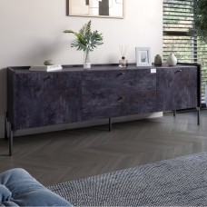 Тумба під телевізор з шухлядами LION Wood з чорними ніжками 160х65х40 см Бетон темний (LION-043124)