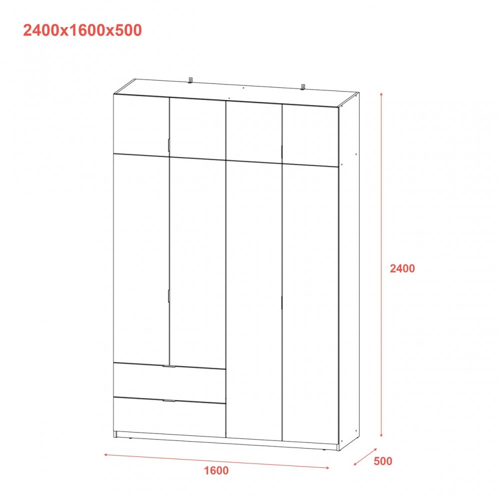 Шафа для одягу Doros Лукас Дуб Сонома 160х50х240 (DRS-011619)