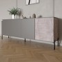 Комод в гостиную на черных металлических ножках LION Грей 204x38x76,5 см Антрацит/Камень (LION-042606)
