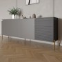 Комод на золотих металевих ніжках LION Грей 204x38x76,5 см Антрацит/Асфальт (LION-042666)