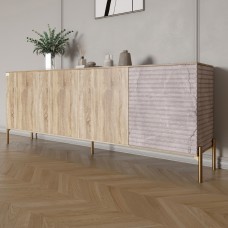 Комод на золотих металевих ніжках LION Грей 204x38x76,5 см Дуб сонома/Камінь (LION-042687)