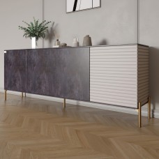Комод на золотых металлических ножках LION Грей 204x38x76,5 см Бетон темный/Кашемир (LION-042646)