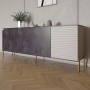 Комод на золотих металевих ніжках LION Грей 204x38x76,5 см Бетон темний/Кашемір (LION-042646)