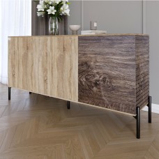 Комод закритий у вітальню на чорних металевих ніжках LION Грей 154x38x76,5 см Дуб сонома/Дерево (LION-041782)