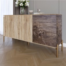 Комод закритий у вітальню на золотих металевих ніжках LION Грей 154x38x76,5 см Дуб сонома/Дерево (LION-041842)