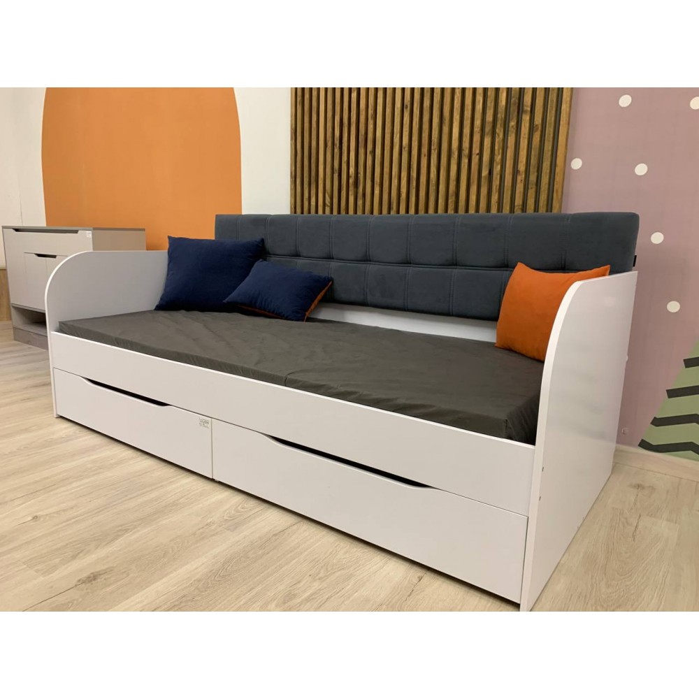 Детская полуторная кровать LION Л-7 с ящиками и ламелями Лили-95 120x200 см Антрацит (LION-044240)