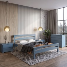 Полуторная деревянная кровать Mebigrand Чикаго Сити Серо-синий (S7010R90B) 120х190 см (MBG-9916)