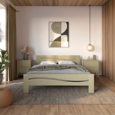 Полуторная деревянная кровать Mebigrand Неаполь Оливковый (RAL1020) 120х200 см (MBG-3795)