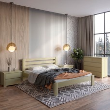 Полуторная деревянная кровать Mebigrand Колумбия Оливковая (RAL1020) 120х200 см (MBG-3340)