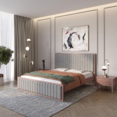 Полуторная деревянная кровать Mebigrand Вена Орех лесной/Аляска 93 (Серый) 120х200 см (MBG-10999)