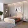 Односпальне дерев'яне ліжко Mebigrand Мехіко Світло-сірий (RAL7040)/Аляска 23 (Бежевий) 90х190 см (MBG-12060)