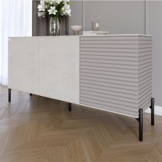 Комод закритий у вітальню на чорних металевих ніжках LION Грей 154x38x76,5 см Бетон Style/Кашемір (LION-041804)