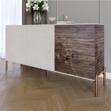 Комод закритий у вітальню на золотих металевих ніжках LION Грей 154x38x76,5 см Бетон Style/Дерево (LION-041834)