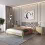 Полуторная деревянная кровать Mebigrand Токио Оливковый (RAL1020)/Аляска 93 (Серый) 120х200 см (MBG-4649)