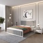 Двоспальне дерев'яне ліжко Mebigrand Барселона Б1 Білий (RAL9003)/Аляска 93 (Сірий) 140х190 см (MBG-11824)