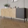 Комод у вітальню на чорних металевих ніжках LION Грей 204x38x76,5 см Дуб Аппалачі/Асфальт (LION-042459)