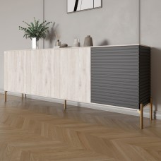 Комод на золотих металевих ніжках LION Грей 204x38x76,5 см Самоа Димчастий/Асфальт (LION-042679)