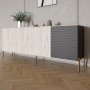 Комод на золотых металлических ножках LION Грей 204x38x76,5 см Самоа Дымчатый/Асфальт (LION-042679)
