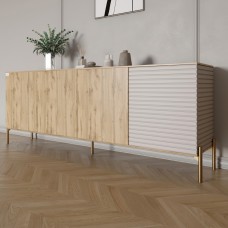 Комод на золотых металлических ножках LION Грей 204x38x76,5 см Дуб Аппалачи/Кашемир (LION-042649)