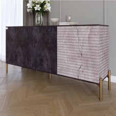 Комод закритий у вітальню на золотих металевих ніжках LION Грей 154x38x76,5 см Бетон темний/Камінь (LION-041850)