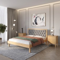 Полуторная деревянная кровать Mebigrand Токио Орех светлый/Аляска 93 (Серый) 120х190 см (MBG-4842)