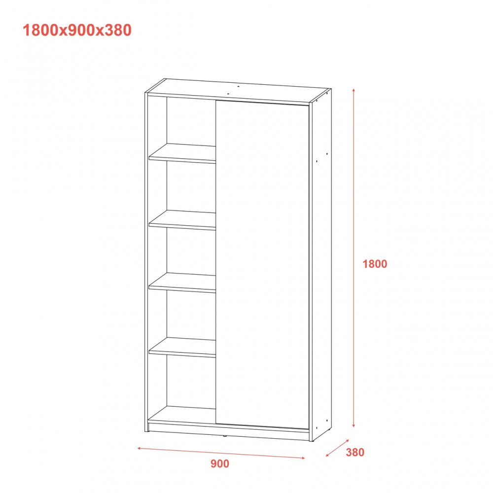 Распашный шкаф Doros Студент Графит/Белый 90х38х180 DRS-011623 (44900273)