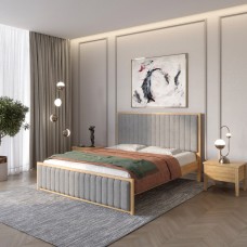 Полуторная деревянная кровать Mebigrand Вена Орех светлый/Аляска 93 (Серый) 120х190 см (MBG-10792)
